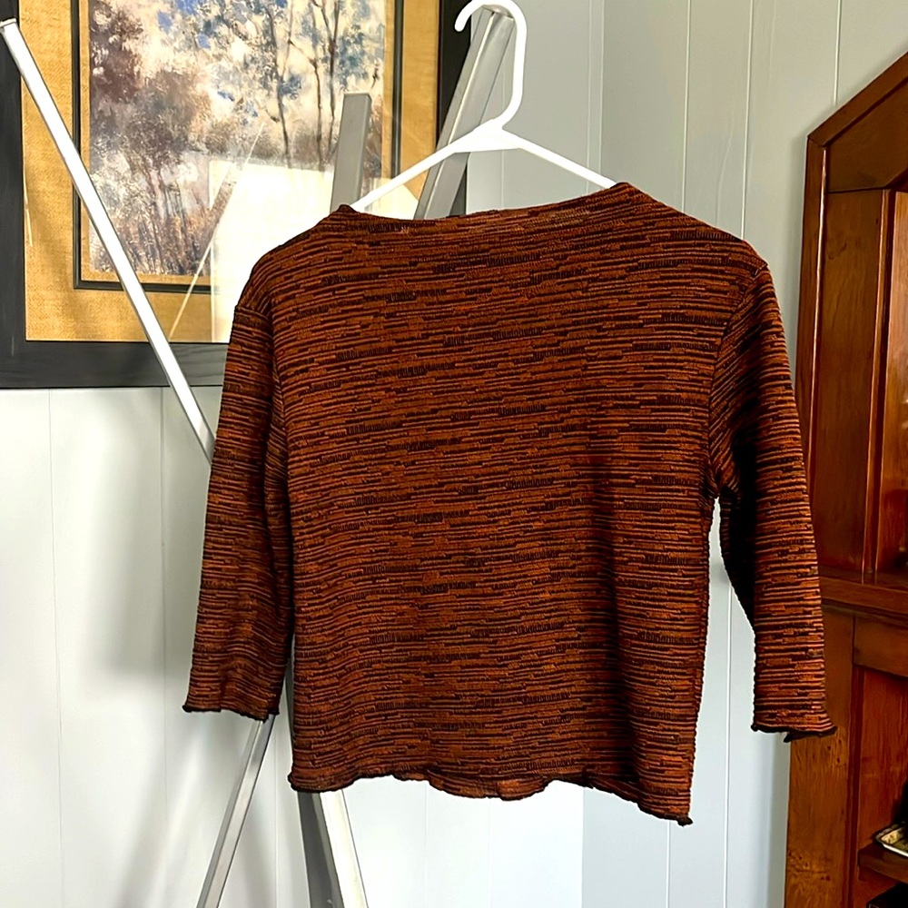 Orange and black mid sleeve top